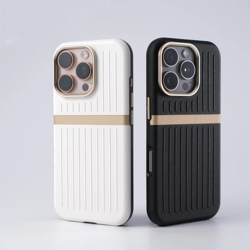 Cas de téléphone magnétique ondulée Cas de téléphone en cuir de bureau