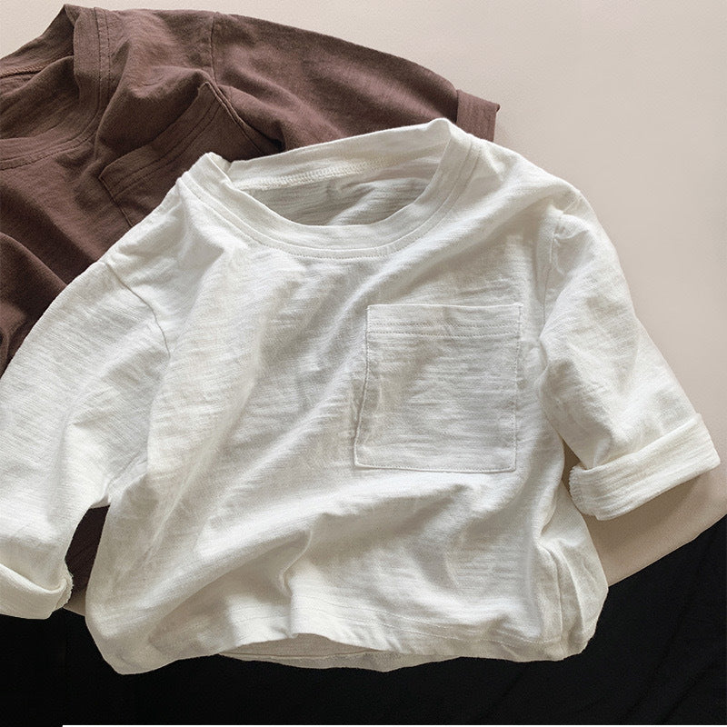 Top bébé à manches longues avec conception de poche en coton mince