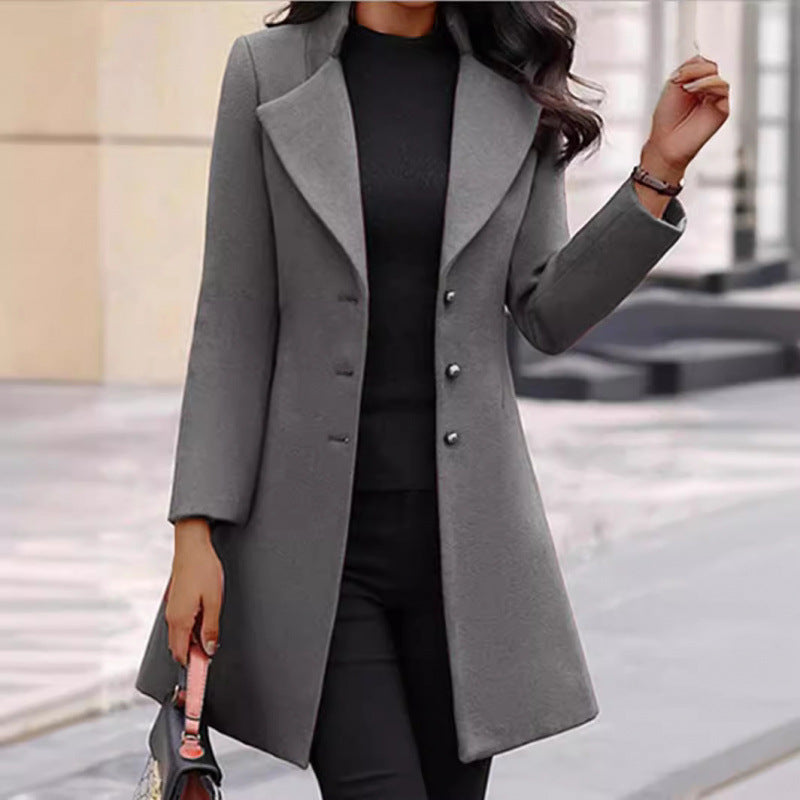 Manteau de laine d'hiver pour femmes - Pardessus chaud classique pour temps froid