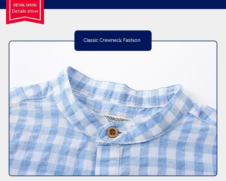 Chemise à manches courtes en coton bleu pour enfants