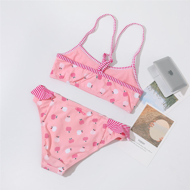 Fashionable simple mignon filles combinaison de maillot de bain fractionné