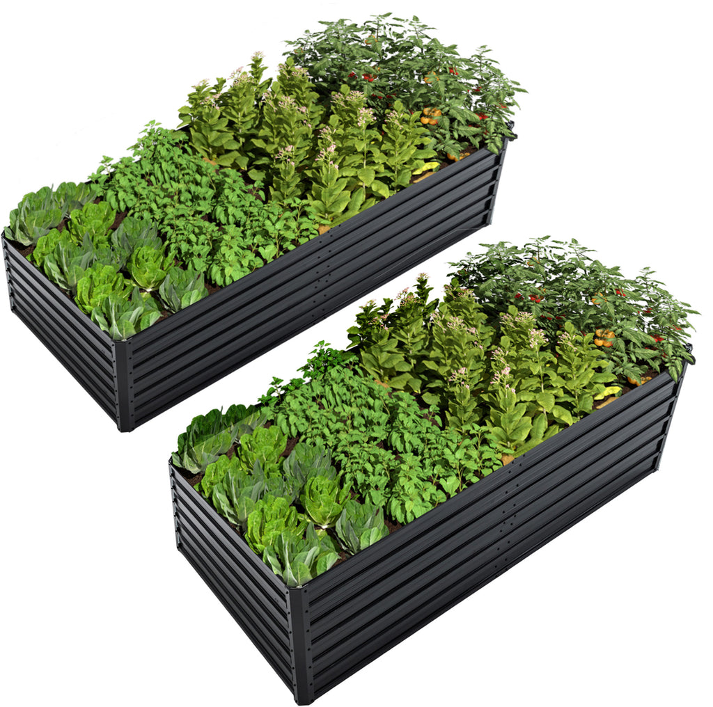 Kit de lit de jardin surélevé en métal 2 paquets extérieur - Ensemble de boîtes de planteur galvanisé 8x4x2 FT