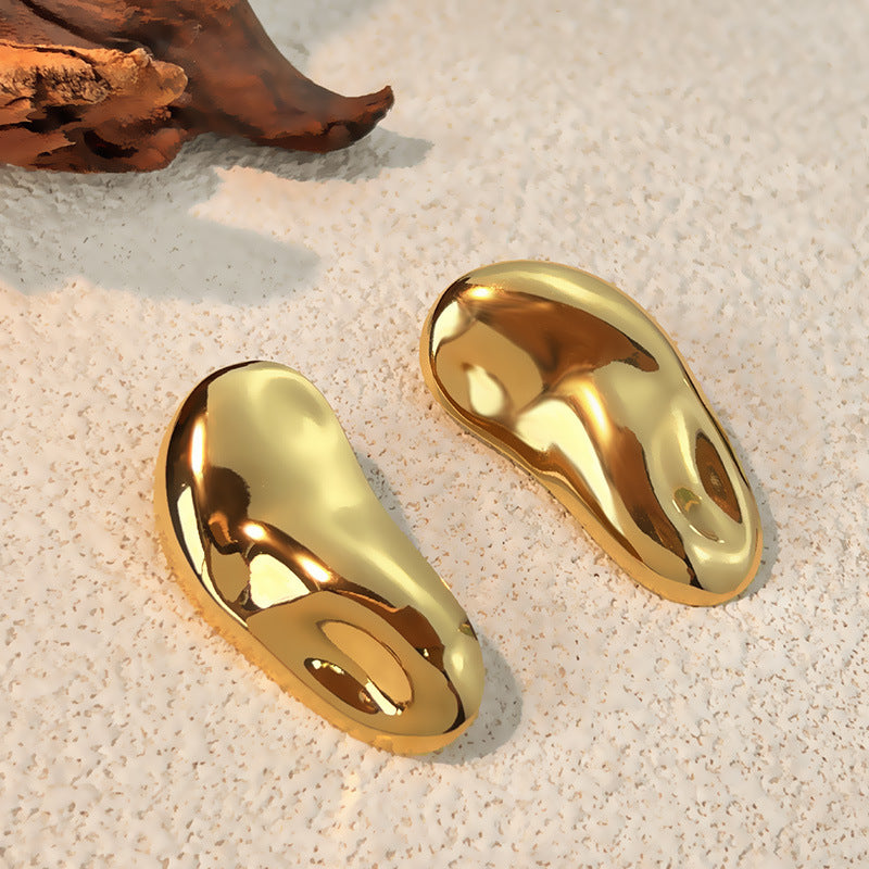 18K Acier inoxydable plaqué or Géométrie Finition simple Boucles d'oreilles Femmes Européen Et l'Amérique