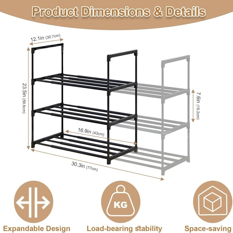 Rack de chaussures 3 Tier Rangement extensible Organisateur Salle Hallway Tidy Space Saver UK