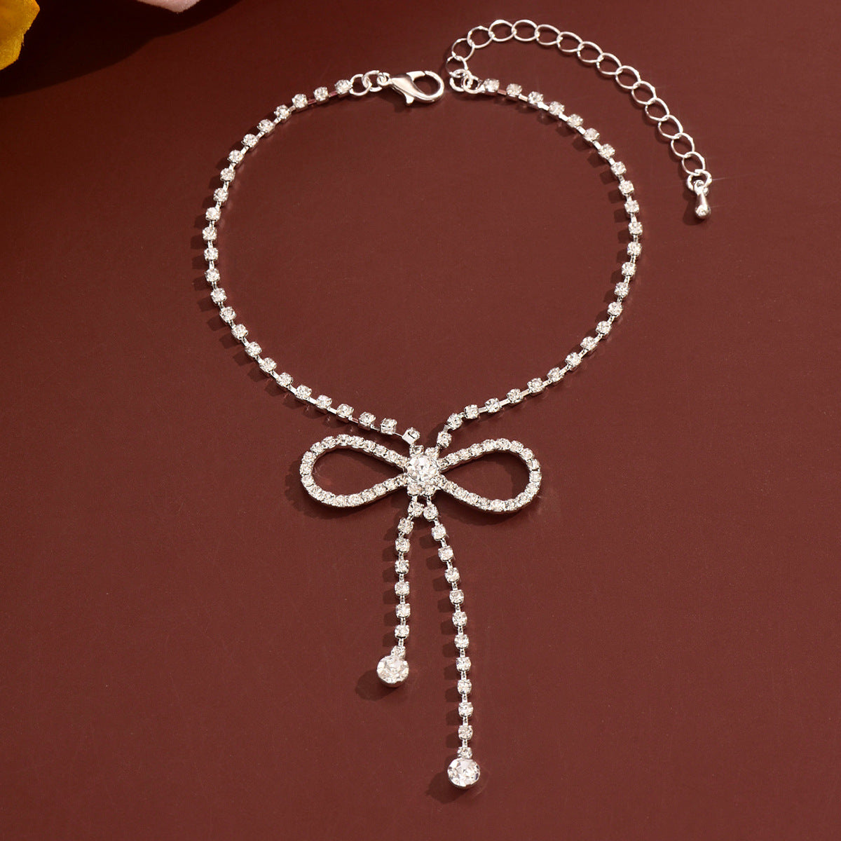 Style Sweet and Simple Strass Bow Tassel Anklet Summer Seaside Beach Vacances Style Fo