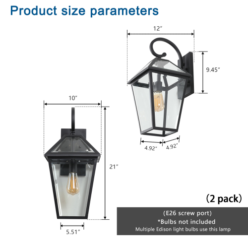 Lampes murales extérieures modernes et étanches supportent de nombreux types d'ampoules-2 packs non disponibles Platf