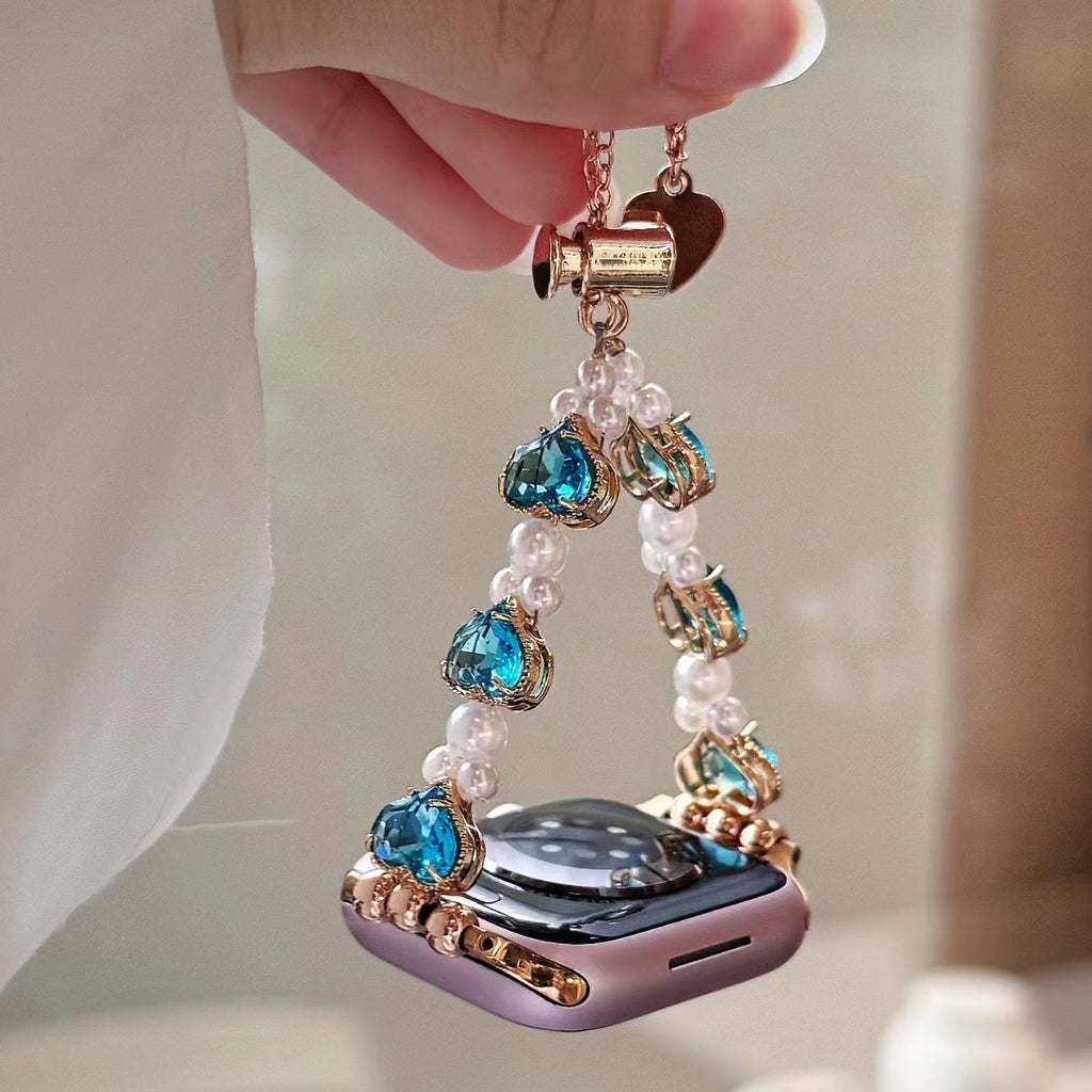 Bracelet en forme d'amour en diamant et en perle mode