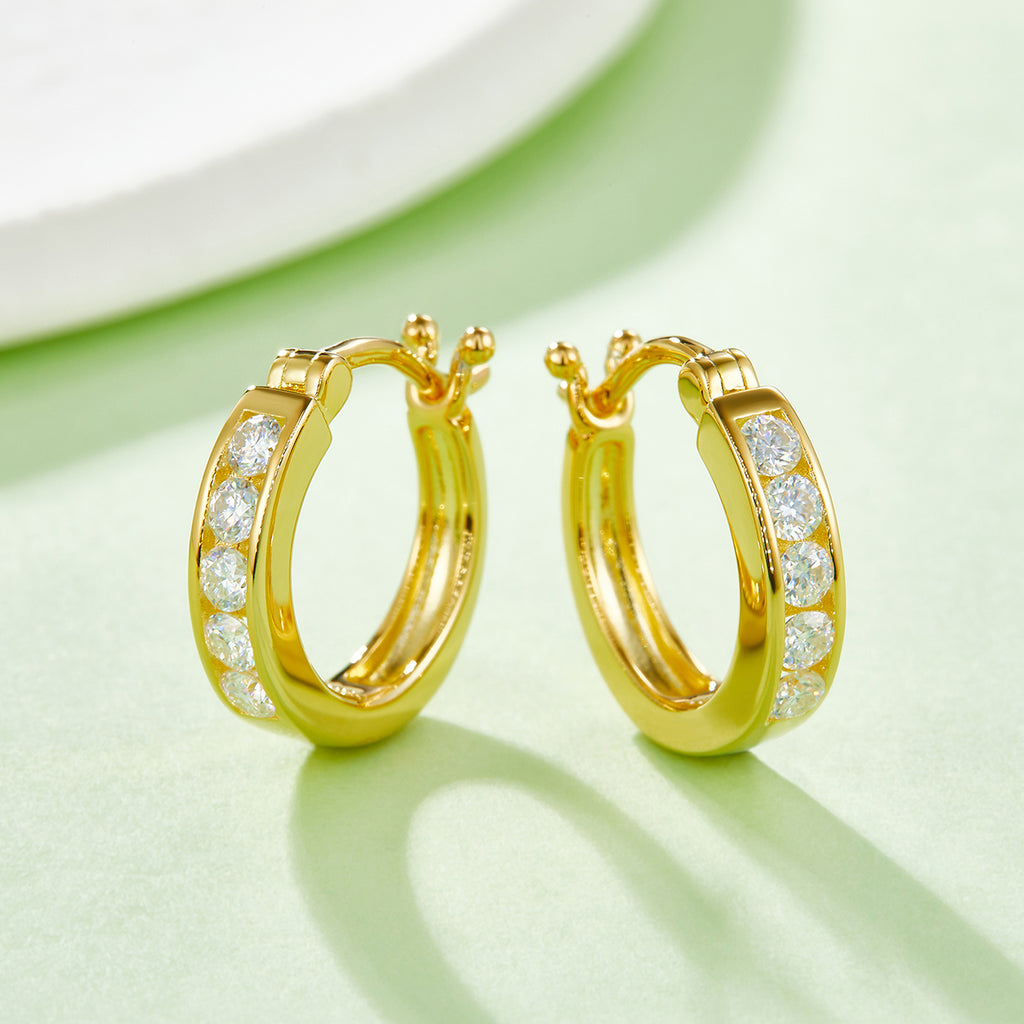 3.3g S925 Boucles d'oreilles en argent sterling en moissanite à 10 tons 15,5mm