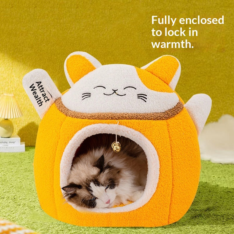 Lit d'animal chaud d'hiver de style fermé chat et chien Kennel