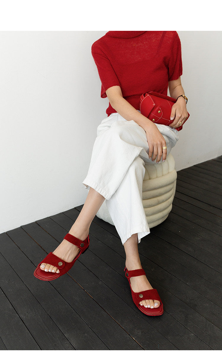 Sandales pour femmes Retro Square Toe Slide