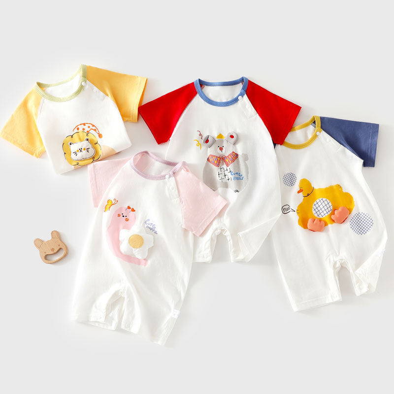 Pure Cotton Baby à manches courtes Onesie Romper sans couture Body-suit léger et climatisé
