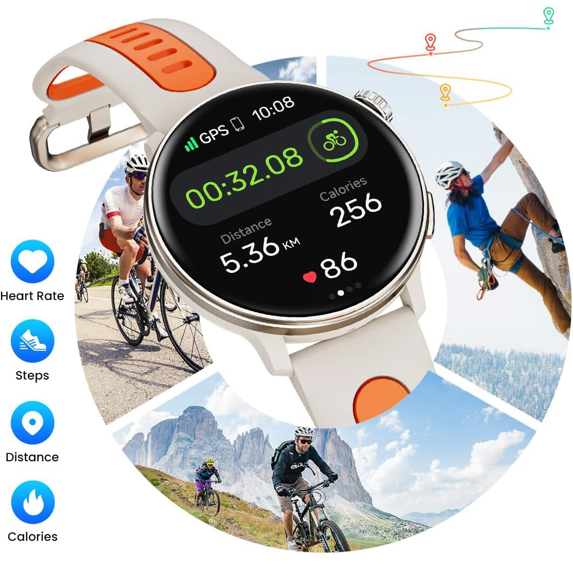 Surveillance des sports GPS de la montre intelligente en plein air