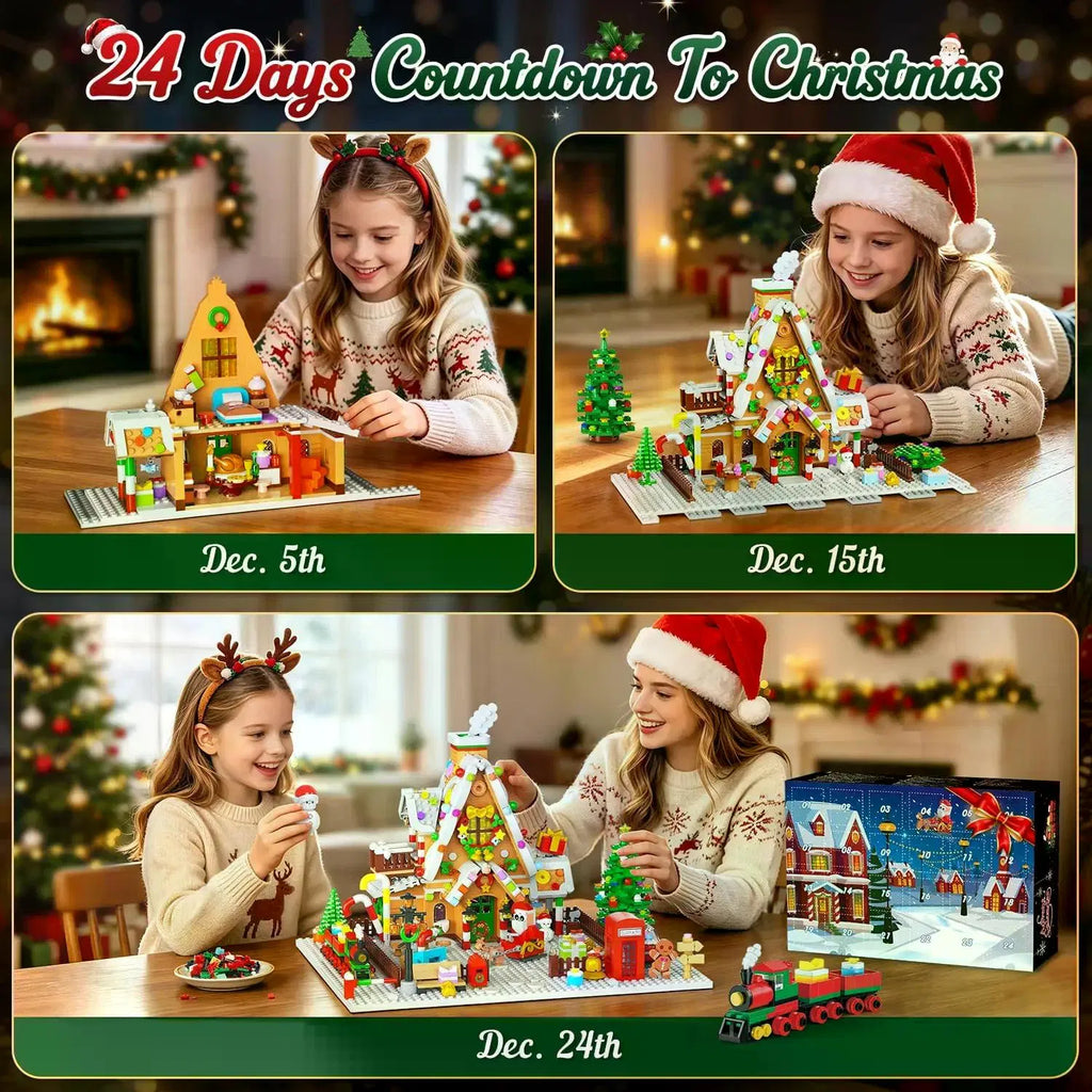 1642-Piece Mini Gingerbread House Calendrier de l'avent