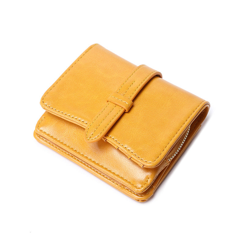 Porte-monnaie femme courte rétro étudiant pièce de la mode de la Purse tout-match Wallet Card Clamp