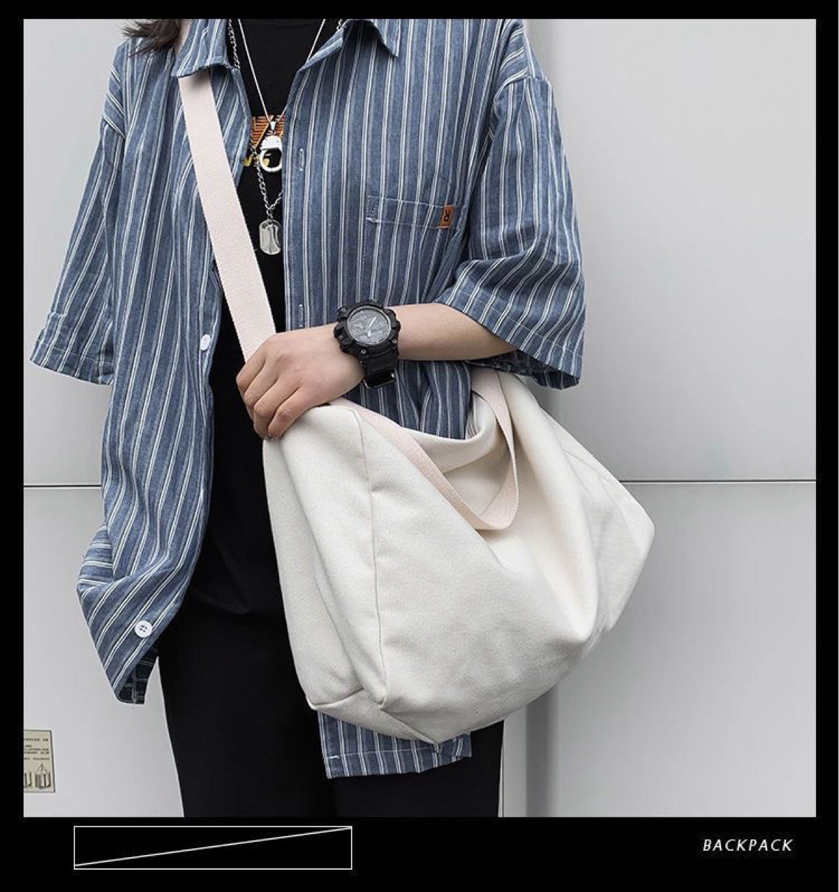 Sac de tutorat d'élève en toile de corps de couleur solide pour homme