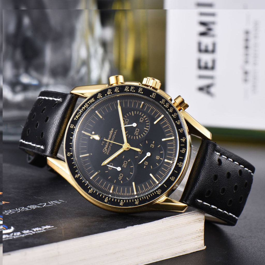 Montre Quartz multi-fonctions en cuir à 6 poignées pour hommes d'affaires