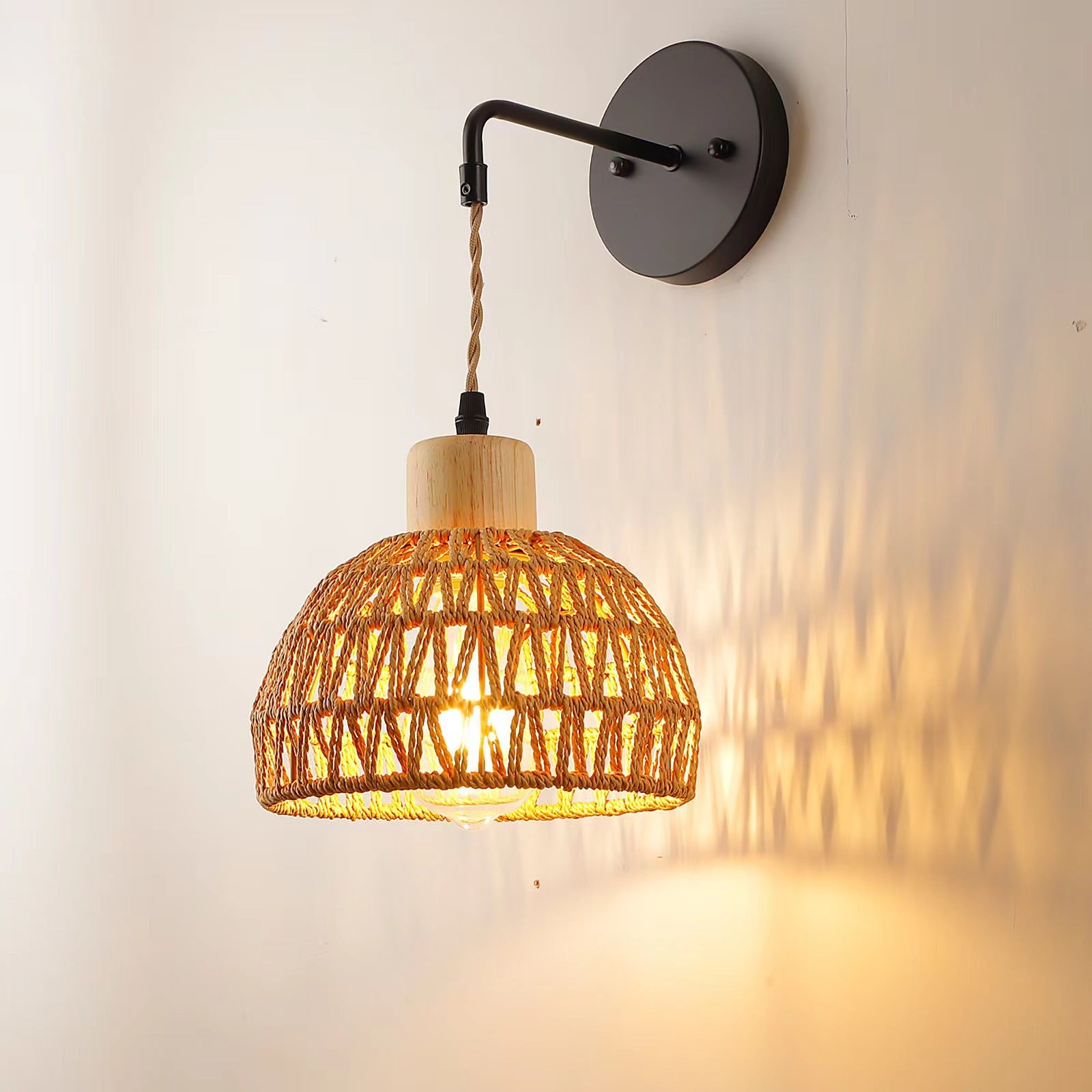 Rattan Vintage lampe murale de chanvre agricole
