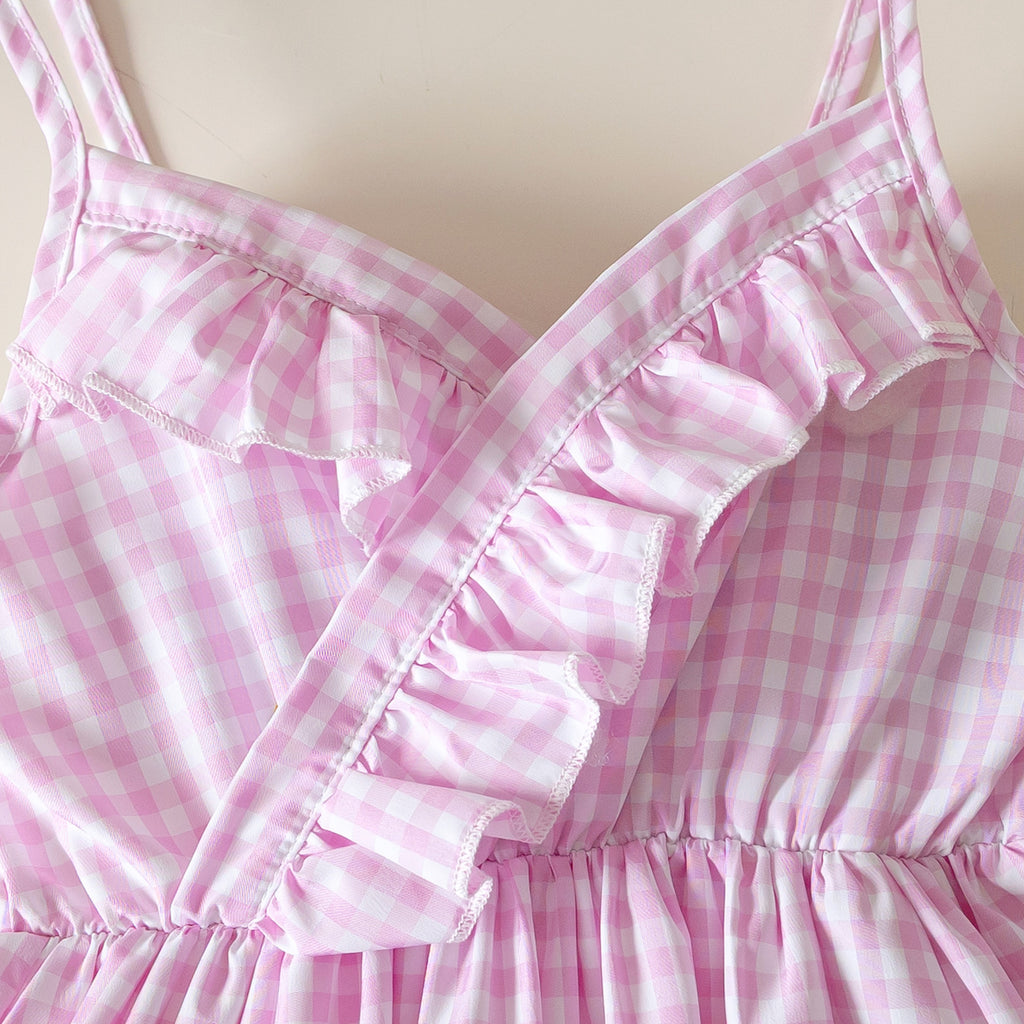 Plaid Dentelle Camisole et Denim Skort Set