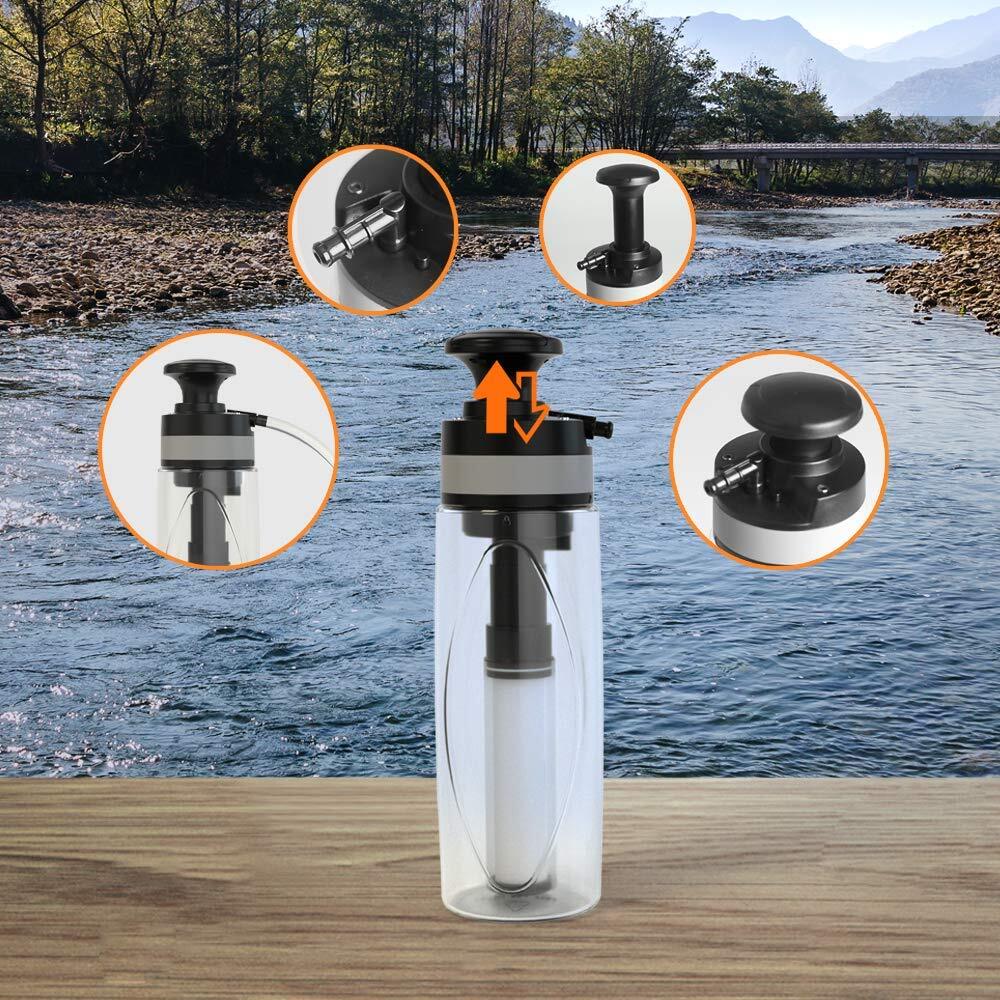 Bouteille d'eau filtrée de 26 oz de 750ml avec paille de filtre pour camping en plein air