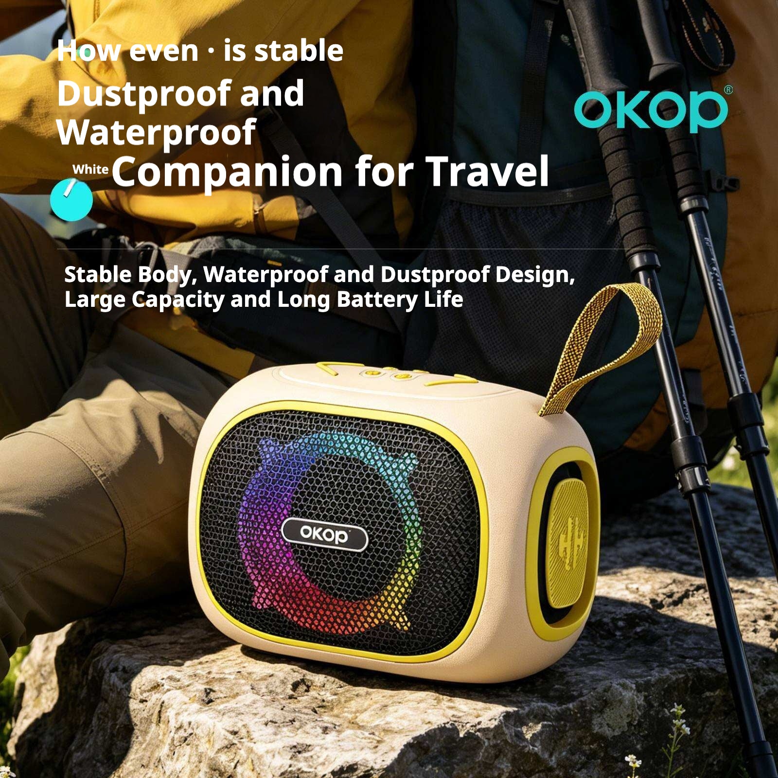 KP-853 Haut-parleur Bluetooth sans fil Longue durée de vie de la batterie Poignée portable Éclairage RGB En stock