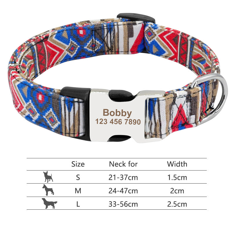 Collier de chien réglable en nylon Chiens personnalisés