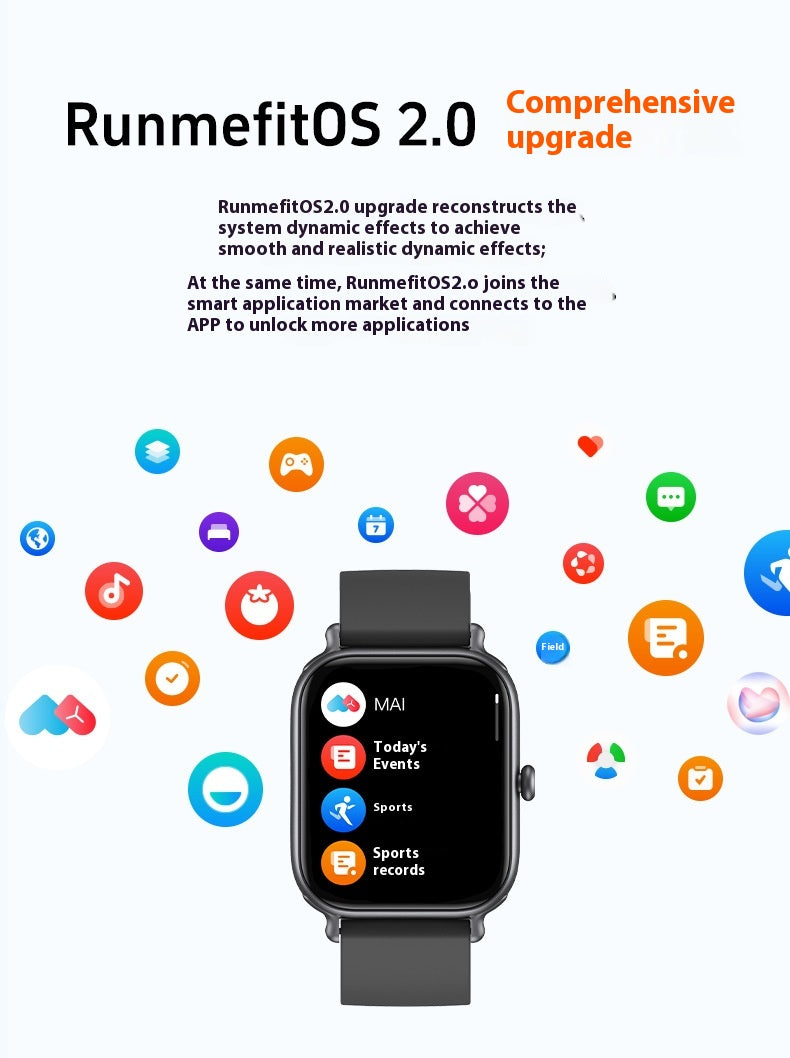 Intelligent Bluetooth Calling Sports Monitoring Watch Fréquence cardiaque haute précision Blood Oxygen Wat