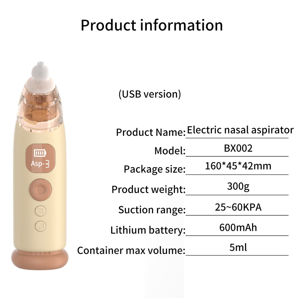 Baby Nasal Aspirateur Appareil électrique à aspiration nasale ménage Nettoyage amovible Trois rapports