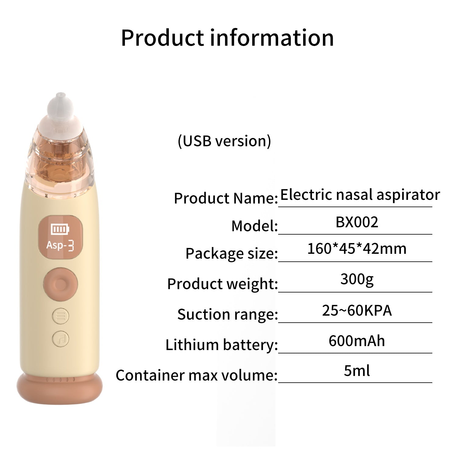 Baby Nasal Aspirateur Appareil électrique à aspiration nasale ménage Nettoyage amovible Trois rapports