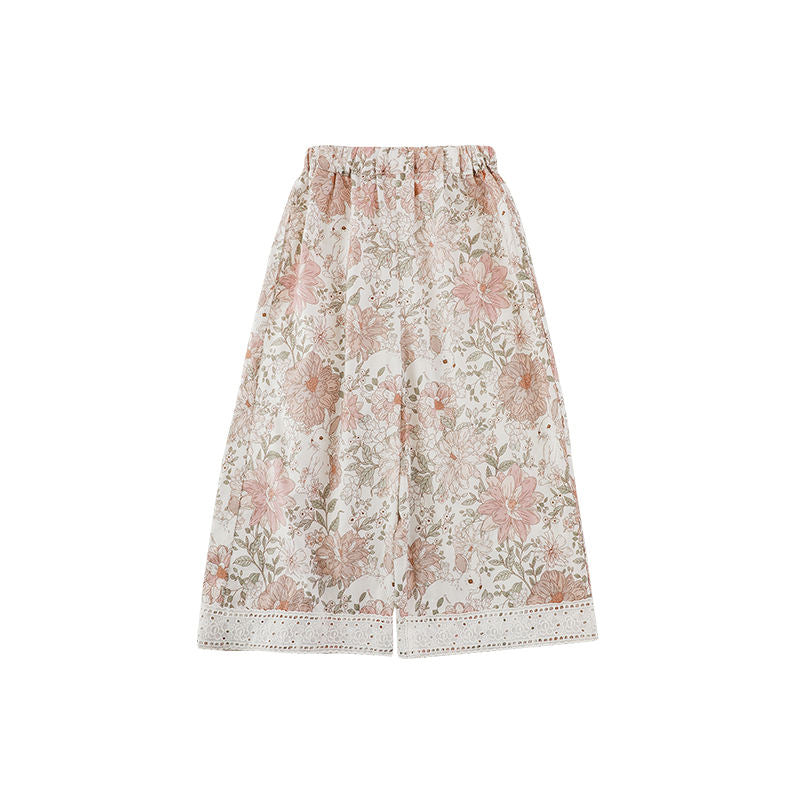 Blouse florale pour enfants et pantalons à jambe droite