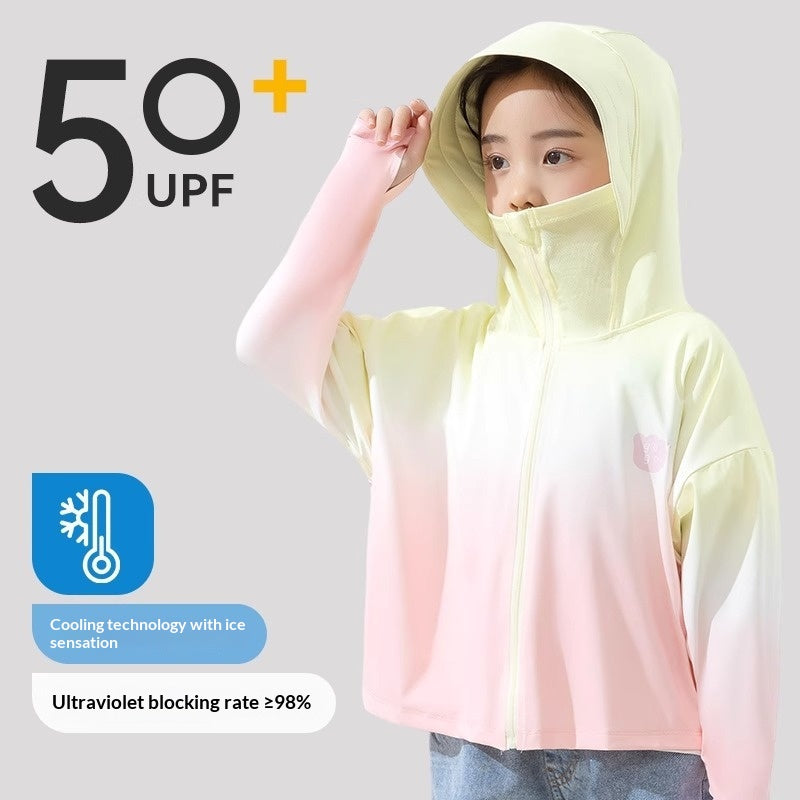 Enfants Gradient Summer Ice-Silk Cooling Veste Vêtements de protection solaire