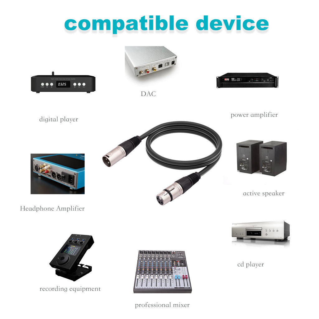 Câble audio de microphone de canon à balance complète