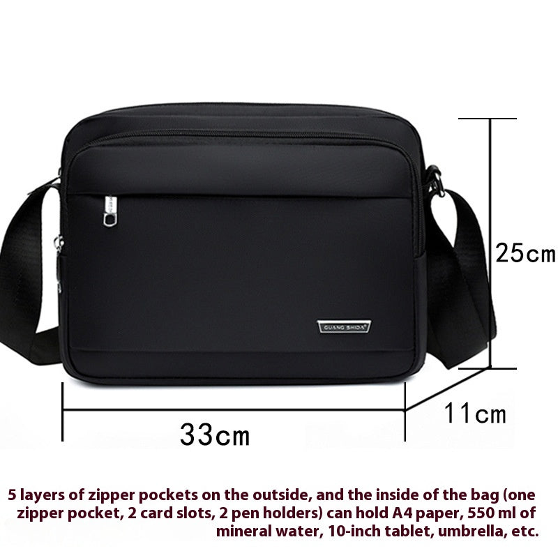 Men's Business Oxford Cloth Horizontal Multi-layer Messenger Bag