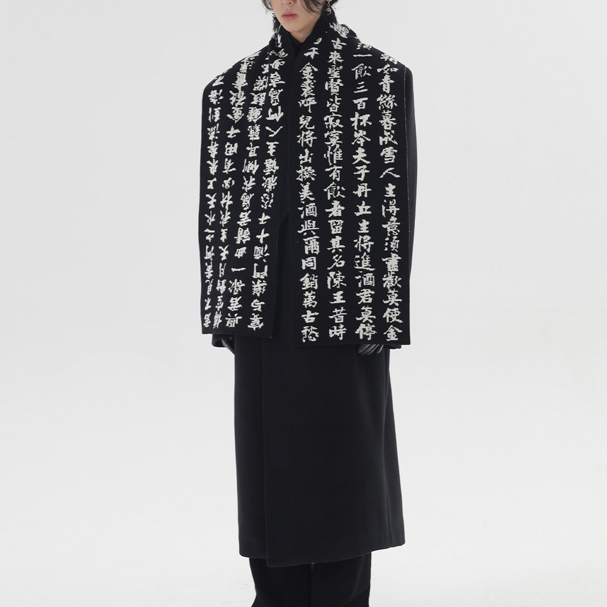 Original chinois style imitation Dehaired Angora hiver chaud noir et blanc amours écharpe