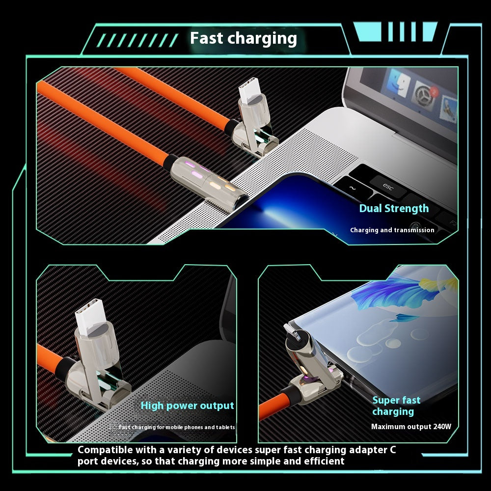 Adaptateur d'extension Real Silicone Data Câble de recharge de voiture quatre en un