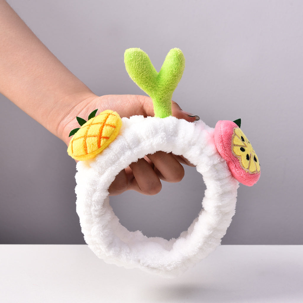 Cartoon Ananas Haricot Sprouts Bague de cheveux de herbage Laver le visage brut des femmes Bandeau de maquillage
