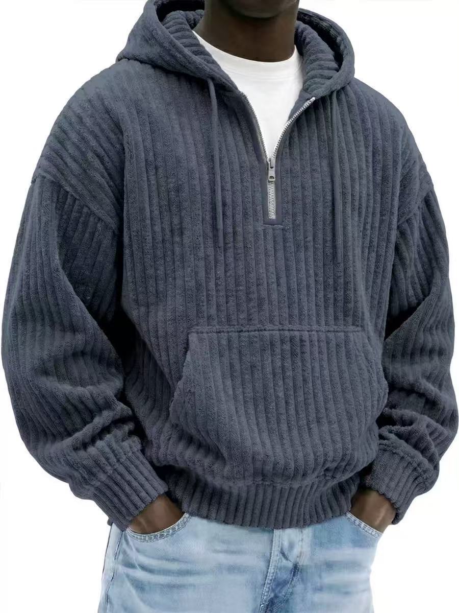 Coq à capuche pour hommes Corduroy en couleur solide