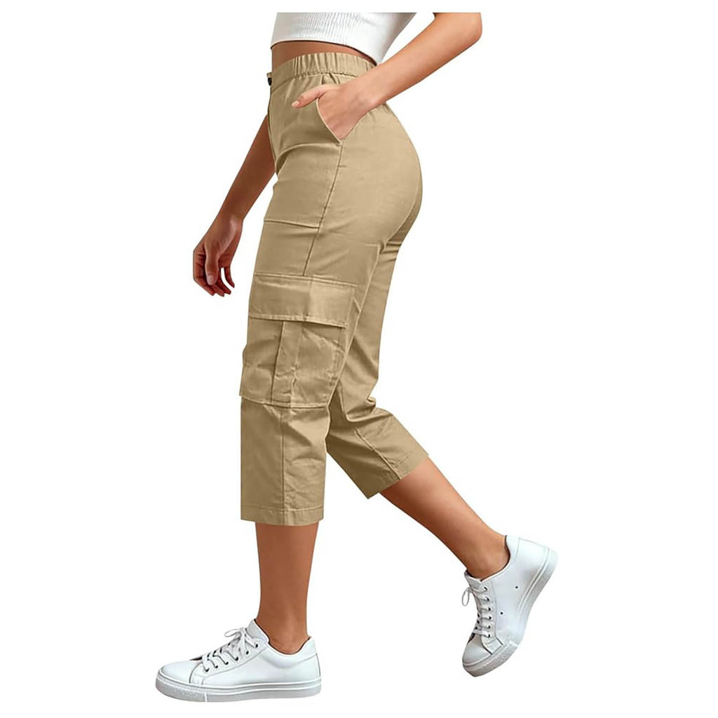 Pantalon de Capri pour les voyages occasionnel à haute hauteur, en forme de fret droit