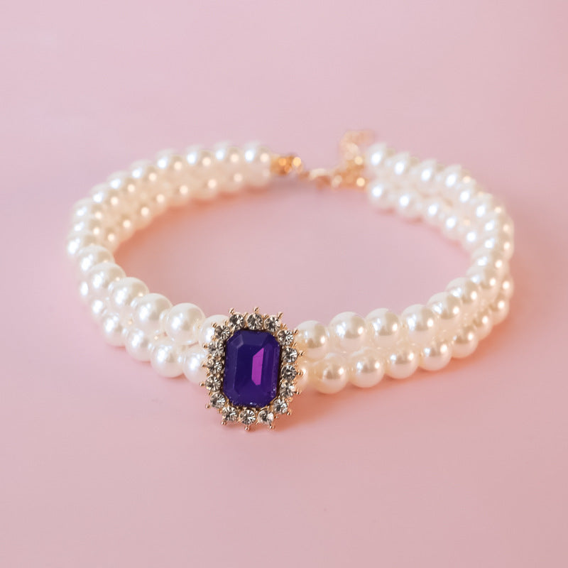 Perle Double brin de strass haut de gamme Lumineux bijoux accessoires pour chiens