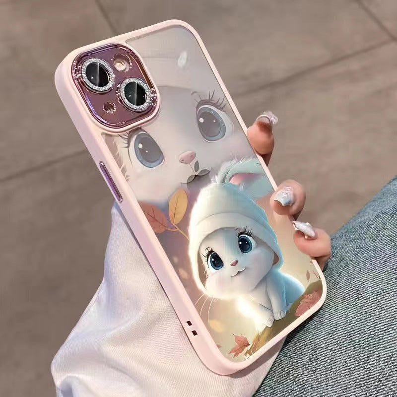 Chapeau Rabbit Glitter Lens Transparent Mobile Phone Protection Shell