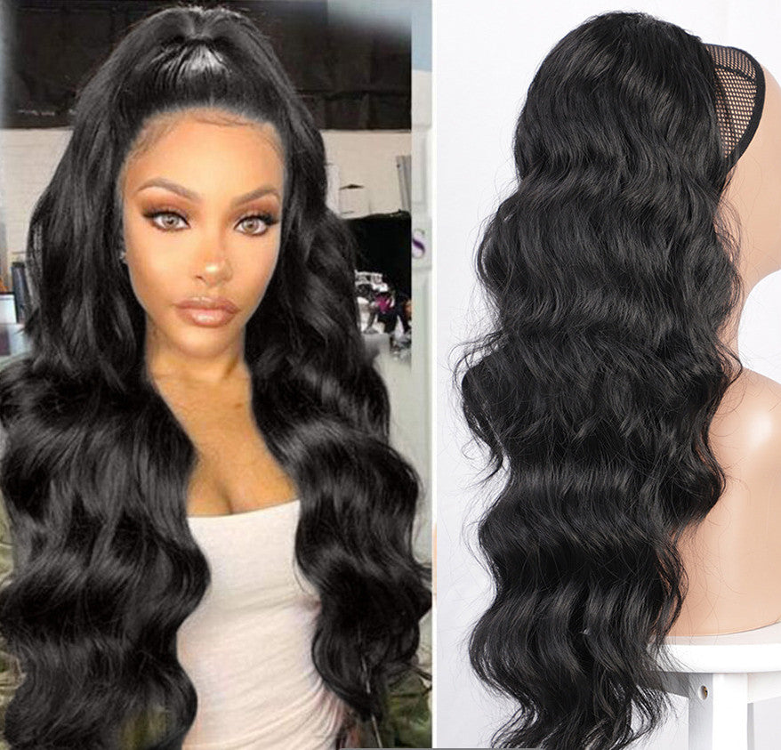 Wig Big Wave Drawstring Ponytail Matte haute température Silk Fiber Wig chimique
