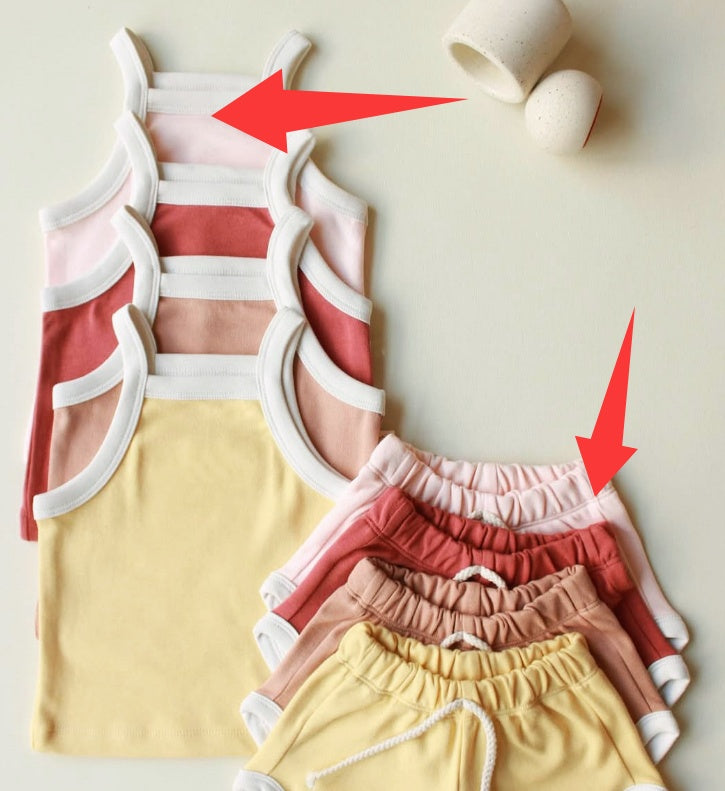 Bébé Summer Outfit Suspender Vest et shorts ensemble filles