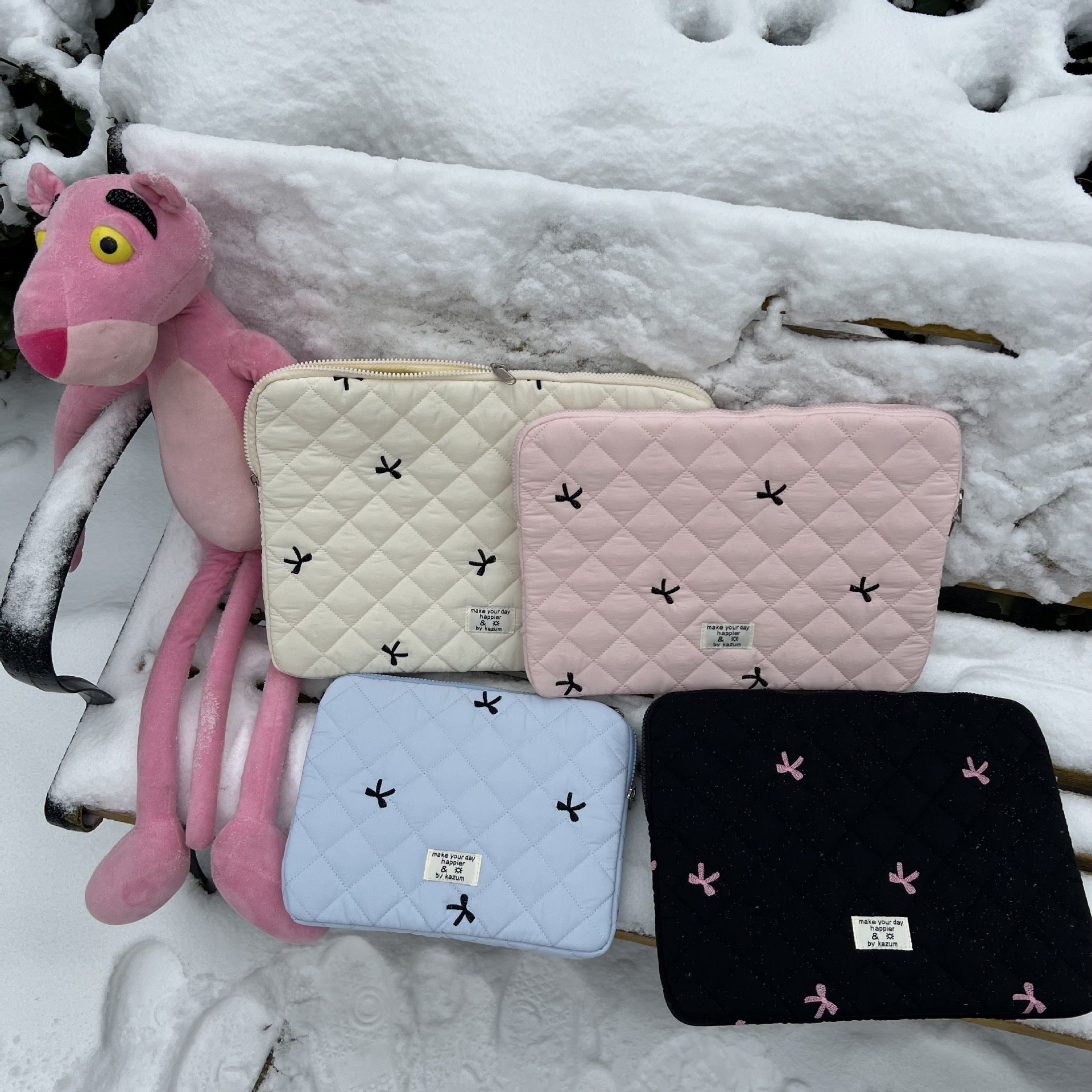 Mignon Rhombus Brodé Bow Notebook Sac de stockage