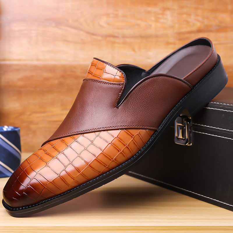 Hommes pointu-orteil cuir demi-chaussons sans un talon pour l'usure extérieure