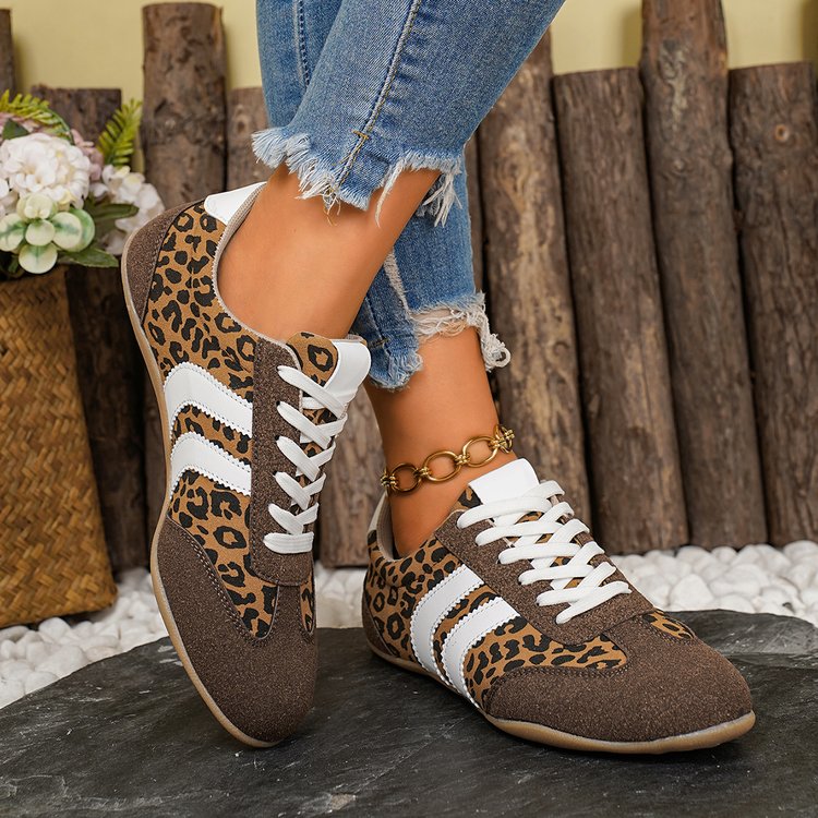 Cross Border Leopard Print Couleur Bloqué Allemand Chaussures de formation pour femmes