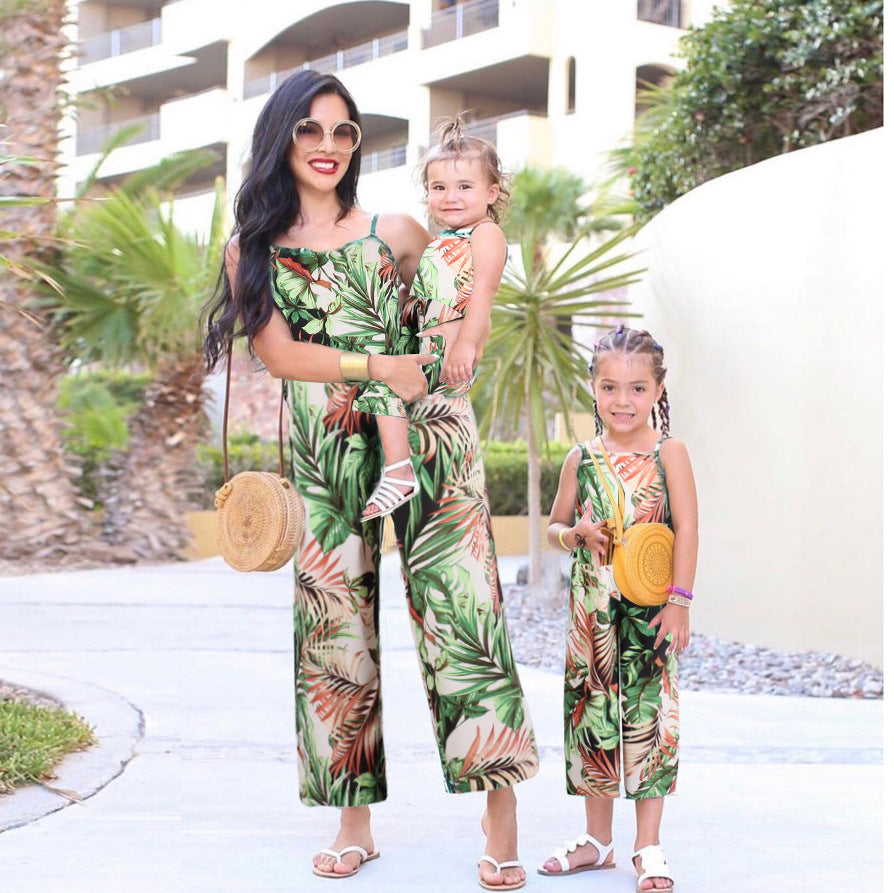 Mère et fille Green Sling Famille parent-enfant