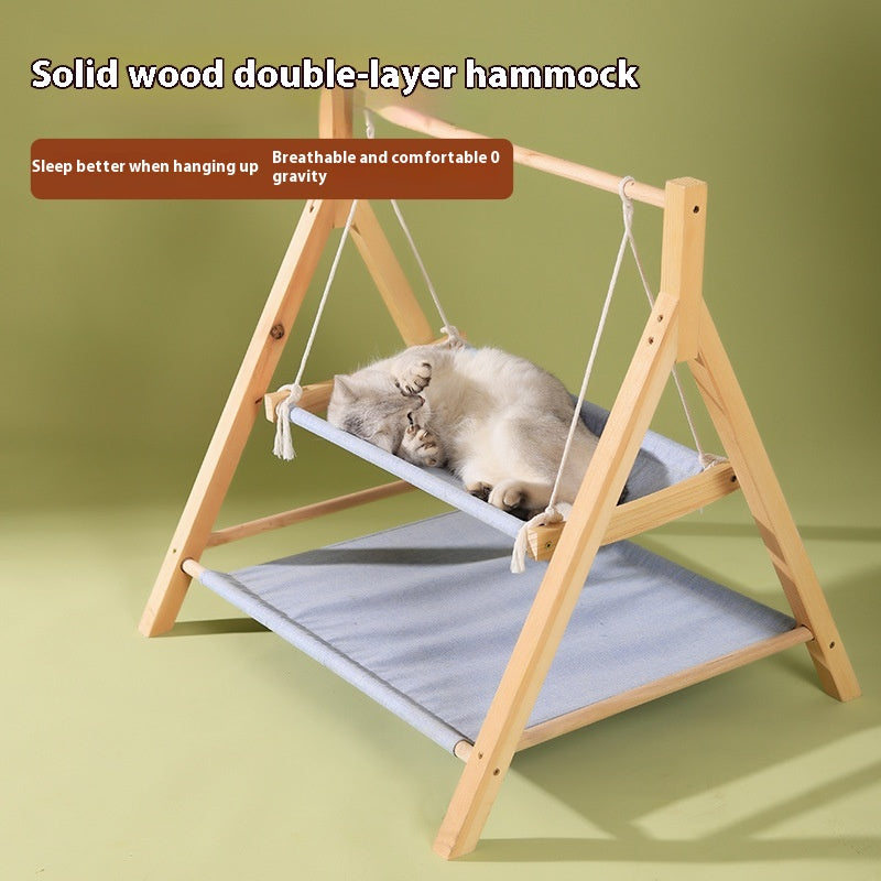 Chat chat animal Hammock double couche quatre saisons Nest universel en bois de chat