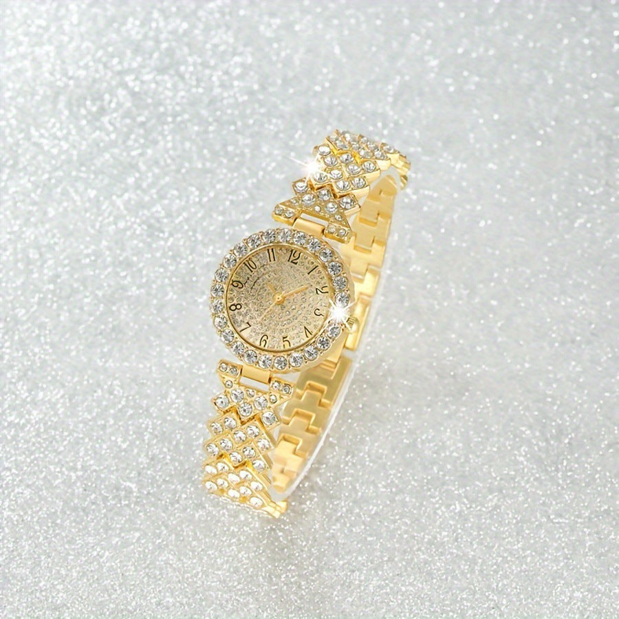Montre et bracelet incrustés de diamants pour femmes