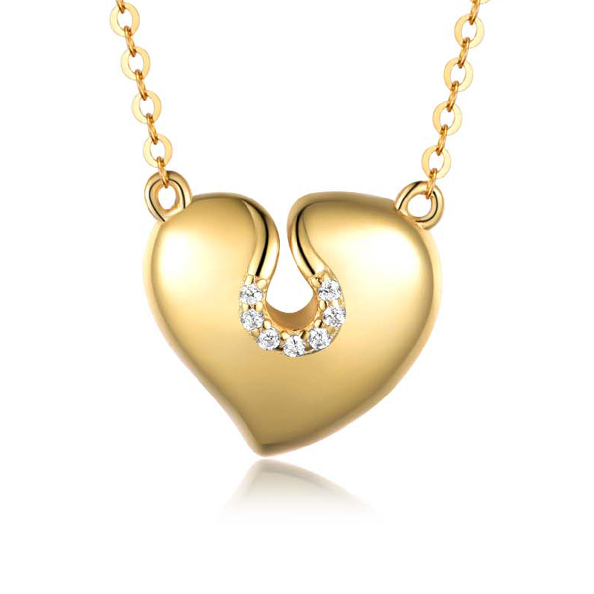 S925 Argent plaqué Or Coeur 7-Stone Collier de Moissanite 46cm D Couleur VVS1 GRA certifié