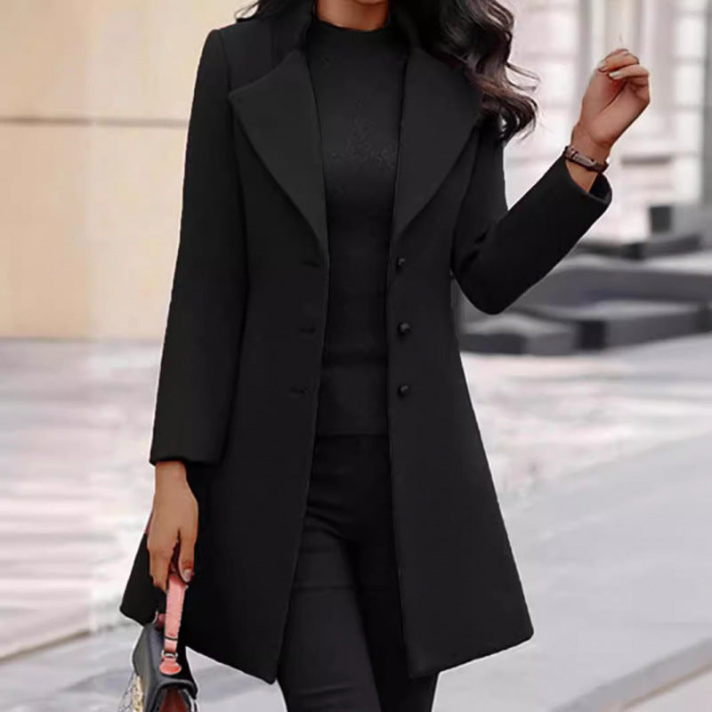 Manteau de laine d'hiver pour femmes - Pardessus chaud classique pour temps froid