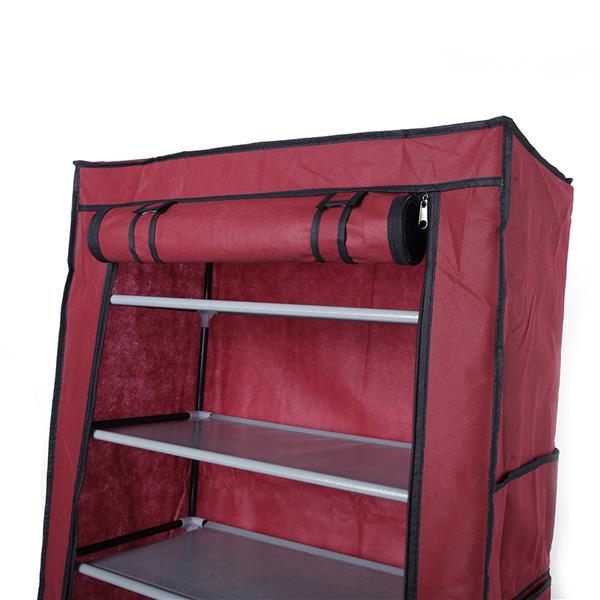 10 calques 9 grilles Non-tissé tissu Cabinet de chaussures Vin rouge Couleur